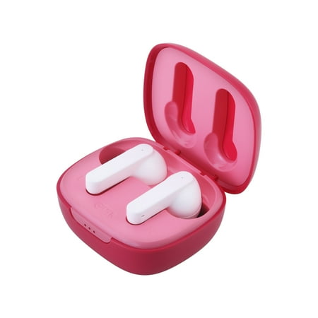 onn. Wireless In-Ear Earbuds with Charging Case, Dark Pink
