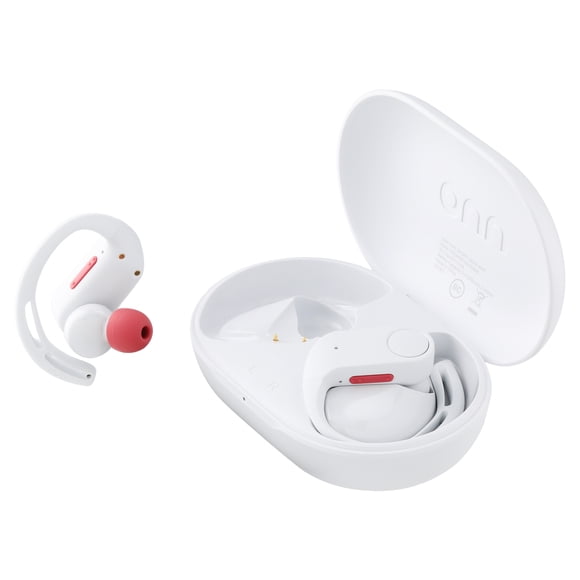 onn Wireless Sport Earbuds with Comfort Grip Ear Hooks, White