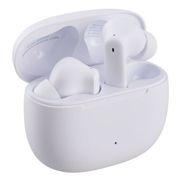 onn Bluetooth Wireless Earphones with Active Noise Canceling and Wireless Charging Case, White