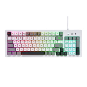 onn Teclado con retroiluminación RGB por cable, blanco ártico, conexión USB
