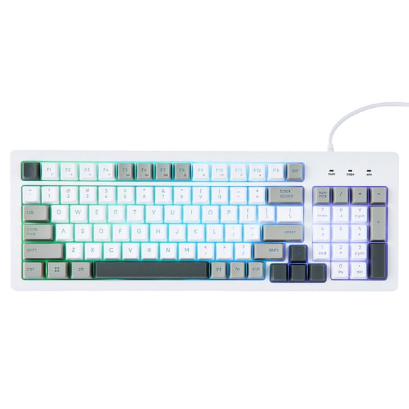 onn Wired RGB Backlit Keyboard, Arctic White, USB Connection