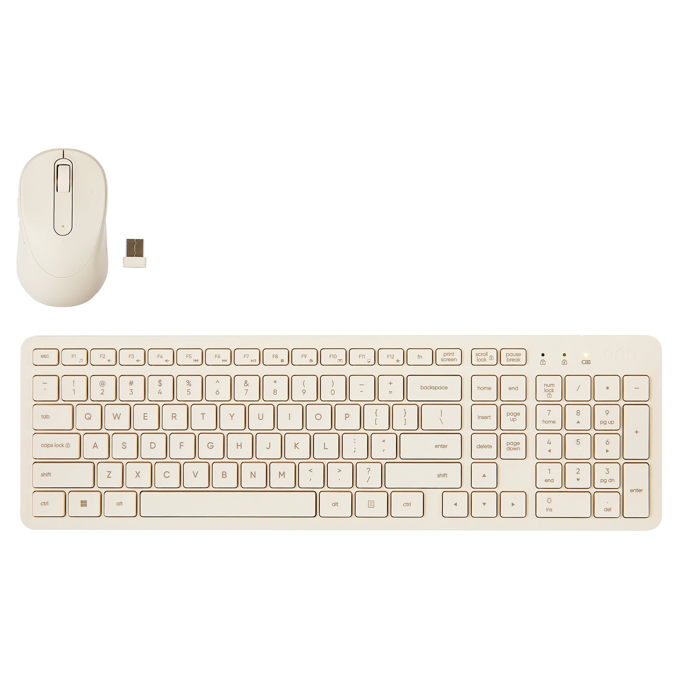 Onn Wireless Keyboard And Mouse Combo With 104 Keys Vanilla Dream