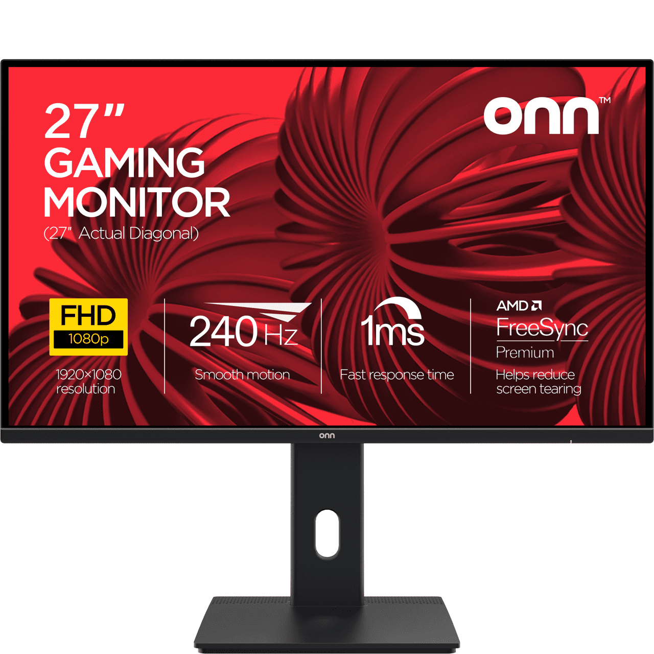 onn 27" FHD (1920 x 1080p) 240Hz 1ms AMD FreeSync Gaming Monitor with Cables, Black