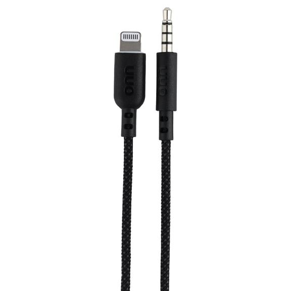onn 3' Braided Lightning to 3.5 mm AUX Cable, Black