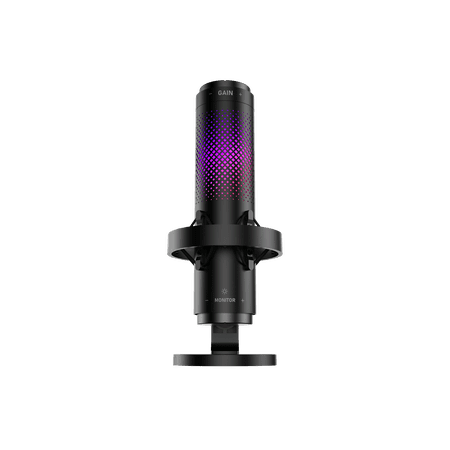 onn USB Tri-Pattern Gaming Microphone with Volume/Mute Controls and 3.5mm Headphone Jack, Black
