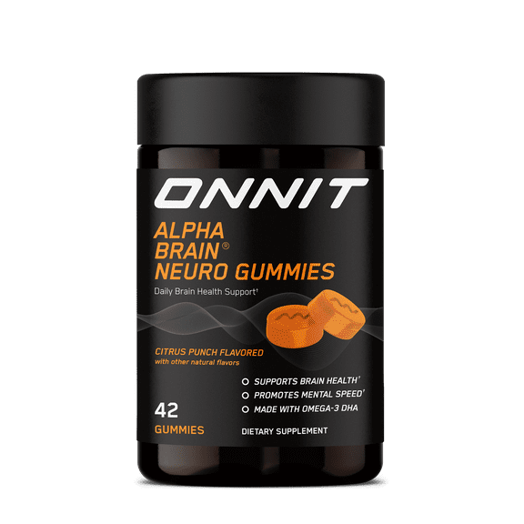 ONNIT Alpha BRAIN® Cognitive Gummy, Brain and Cognitive Support, Citrus Punch Flavor, 42 Count