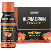 ONNIT Alpha BRAIN  Focus Shot, Peach Flavored, 6 Count, 2.5 Oz Ea