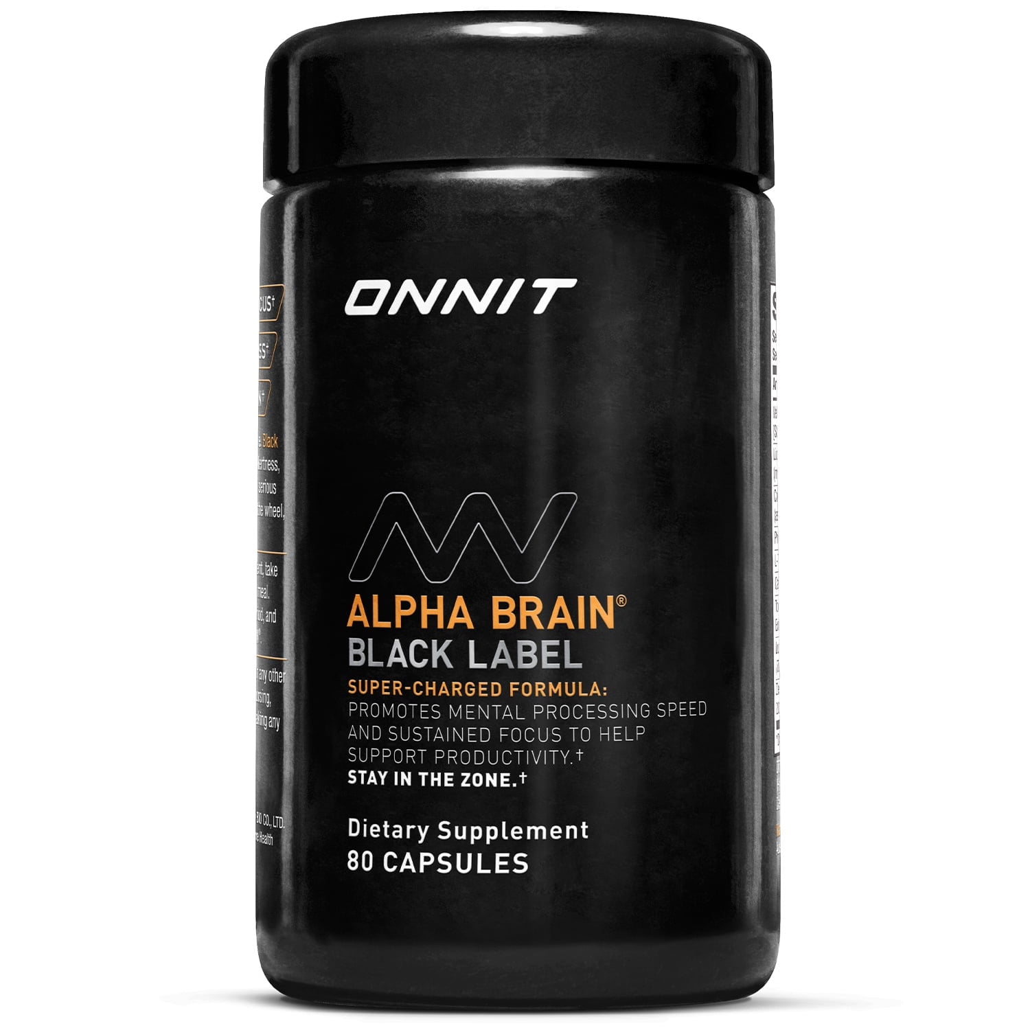 ONNIT Alpha BRAIN® Black Label Nootropic Focus Supplement, 80 Capsules