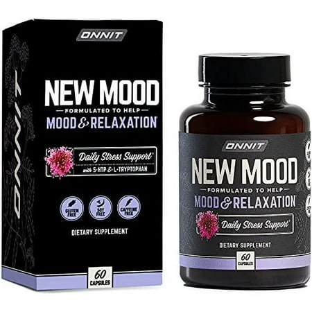ONNIT New Mood (60ct) - Daily Stress, Mood, Sleep Supplement - Chamomile, Magnesium, L-Tryptophan, 5 htp, Valerian