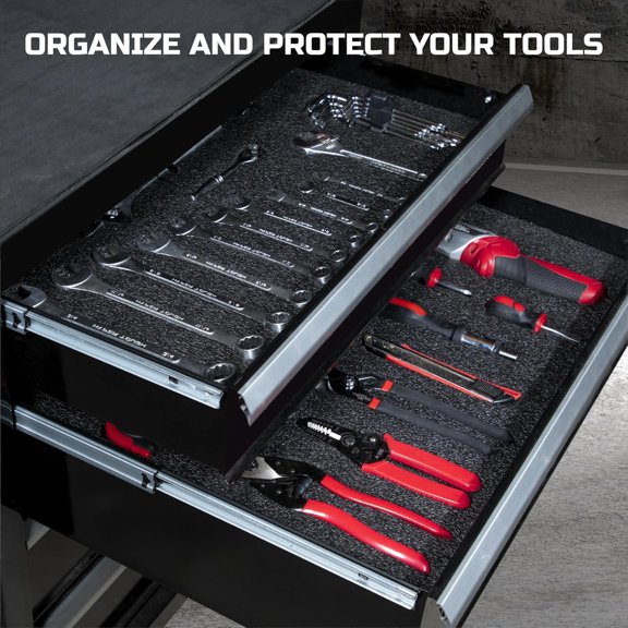 ONREVA Tool Box Foam 16x12x2 inch 3Pack, Foam Inserts for Cases, Polyethylene Storage Sheets for Toolbox Hard Case, Tool Shadow Insert, Kaizen Organizer Sheet, Black$$Office