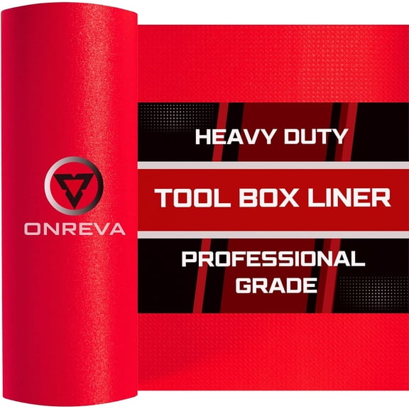 ONREVA Tool Box Liner 18 wide x 24 Ft, 18 Thick Heavy Duty Toolbox Drawer Liners for Tool Chest Cabinet Workbench & Garage Shelf, Protective Non-slip Mat for Mechanics & Workshops, Red