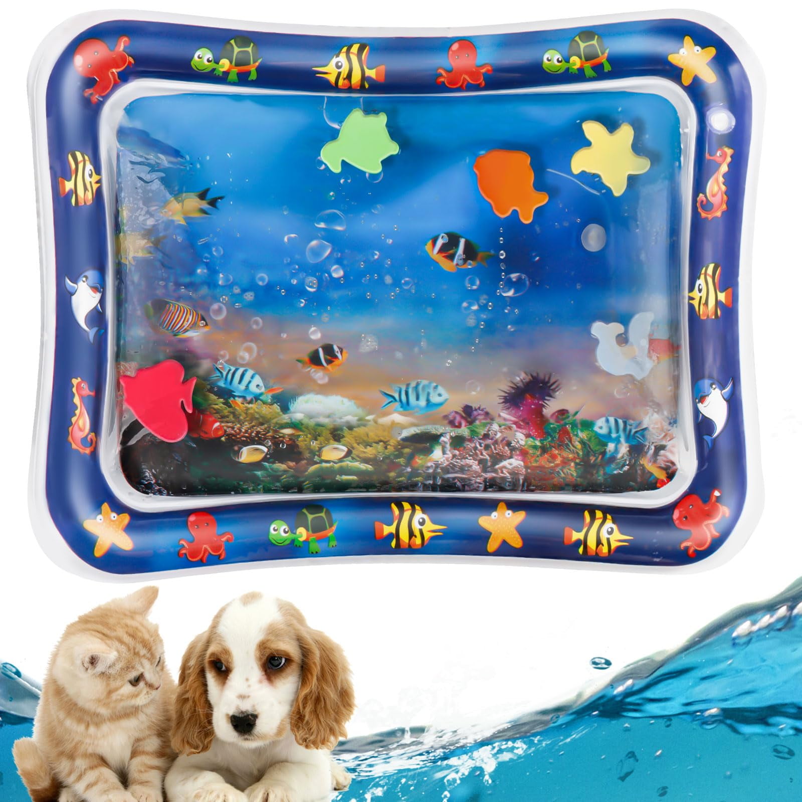 ONRSV Sensory Water Play Mat for Cats, Water Tummy Time Mat, Tummy Time