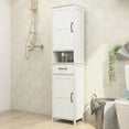 thumbnail image 1 of ONSMO Bathroom Storage Cabinet, White Cabinet, Double Door Narrow Height Slim Floor Standing Cabinet, 1 of 8