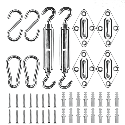 AsFrost Shade Sail Hardware Kit, Stainless Steel Hardware Kit for Triangle Square Rectangle Sun Shade Sail Installation for Garden Patio Lawn,42 Pcs