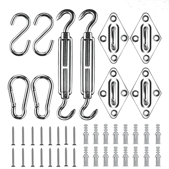 ONSN Shade Sail Hardware Kit, Stainless Steel Hardware Kit for Triangle Square Rectangle Sun Shade Sail Installation for Garden Patio Lawn,42 Pcs