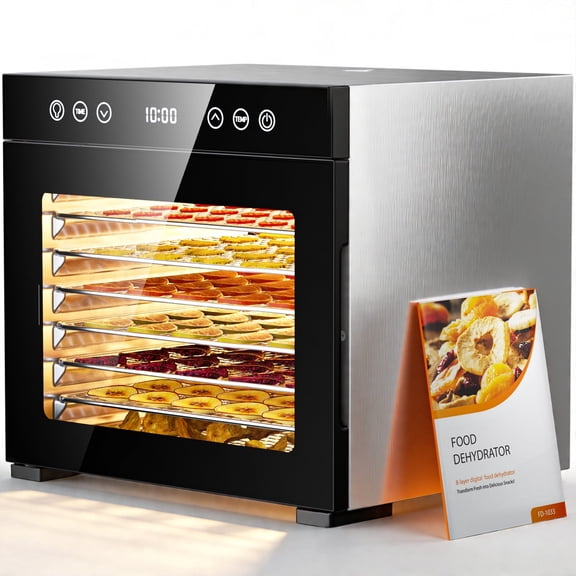 ONSON Food Dehydrator Machine, 8 Stainless Steel Trays, 650W Power, 167F Dehydrated Dryer for Jerky, Dog Treats, Herbs, Meat, Fruit, Yogurt and Veggies,black