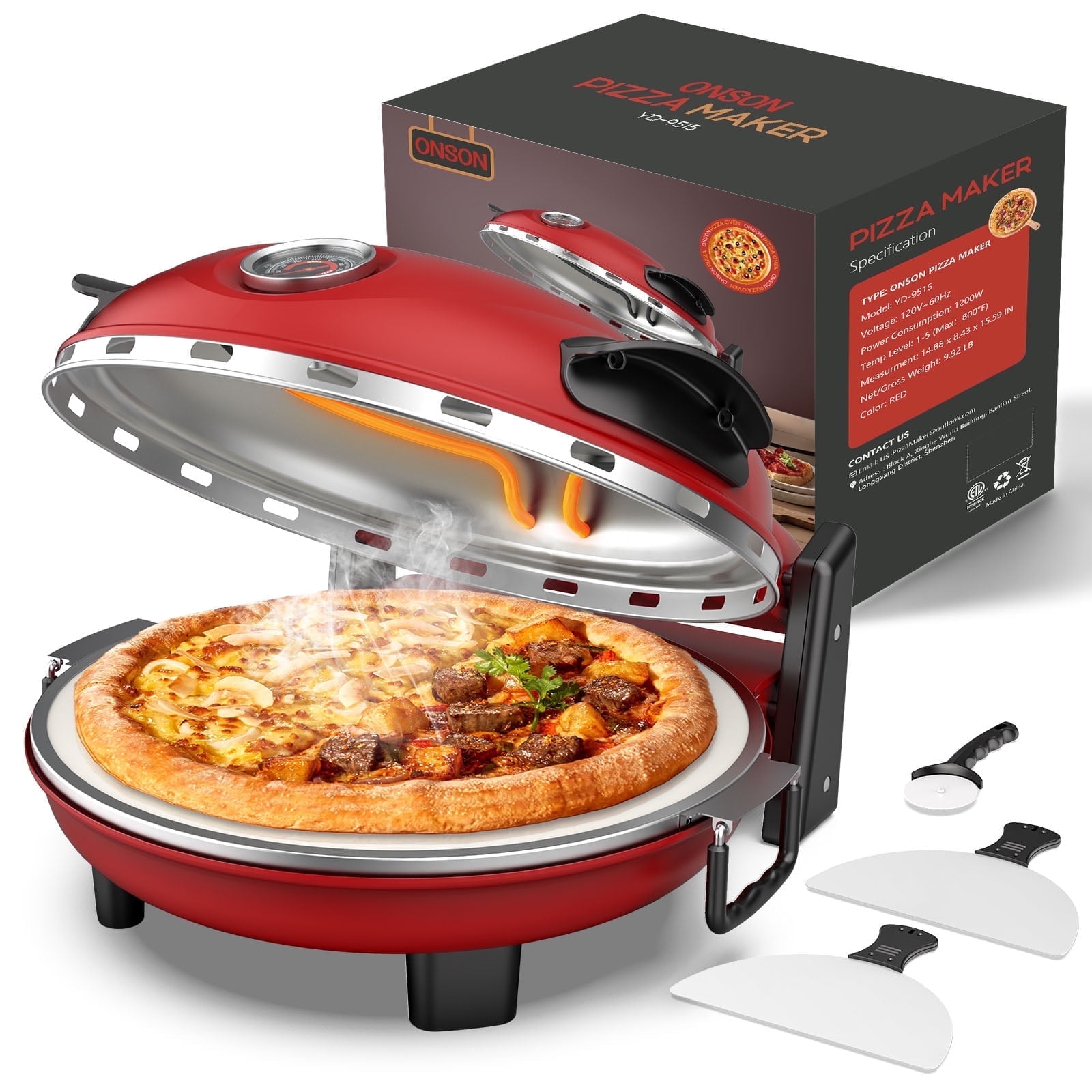 ONSON Electric Pizza Oven & 12-Inch Pizza Maker for
