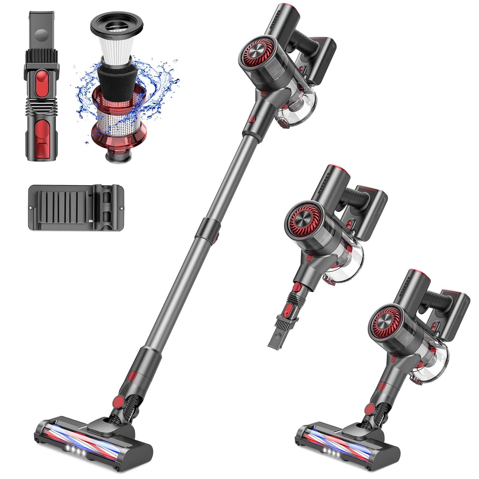 Open Box ONSON HOME Cordless Vacuum Lightweight Stick Vacuum Cleaner for Hardwood Floor Quiet Red Walmart