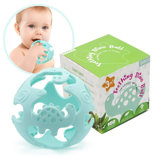 ONTA Baby Teething Toys Easy to Hold Dinosaur Teether Ball Food Grade