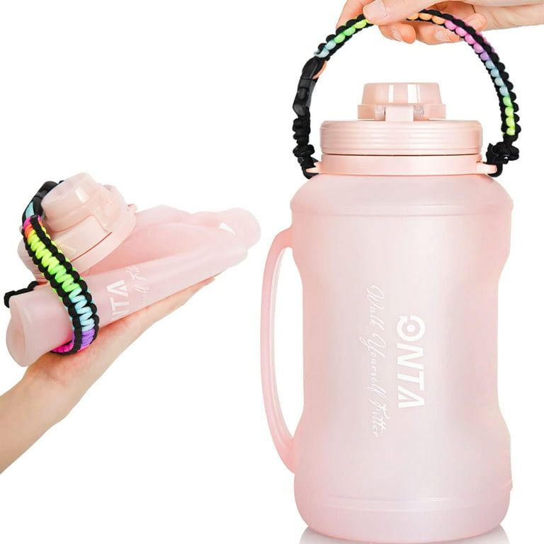 ONTA Collapsible Large Water Bottle - BPA Free Silicone Reusable Flat Water  Cup with Straw Paracord Handle Airplane Travel Essential Flask Lightweight  Leakproof Gym Running Hiking 67.7oz Pink 
