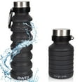 thumbnail image 1 of ONTA Collapsible Water Bottle - 18oz Reusable BPA Free Silicone Foldable Water Bottles for Gym Camping Hiking Travel Sports Water Bottle with Carabiner（Black）, 1 of 9