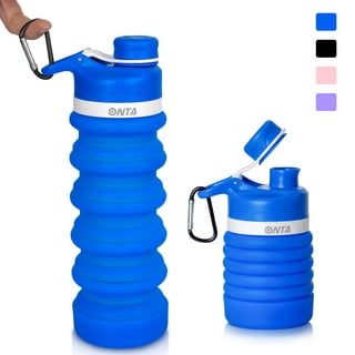 Lnkoo Collapsible Foldable Water Bottle, Silicone Lightweight 18 oz Portable Bottles with Carabiner Leak Proof, BPA Free, FDA Approved, Flip Top for