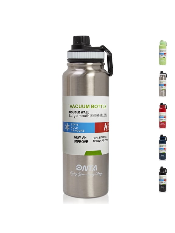 Insulated Vacuum Sports Water Bottle, 1L Keeps Cold 48H, Hot 24H Stainless Steel Water Bottle and Leakproof Thermos Coffee Travel Mug