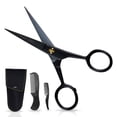 thumbnail image 1 of Ontaki Professional German Steel Beard & Mustache Scissors 5 Inch Grooming Kit Silver, 1 of 7