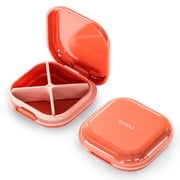 ONTERATE Small Pill Case, Travel Pill Box, Portable Pill Organizer, Pill Container for Pocket 4 Compartments, Daily Compact Travel Medicine Holder for Vitamins 