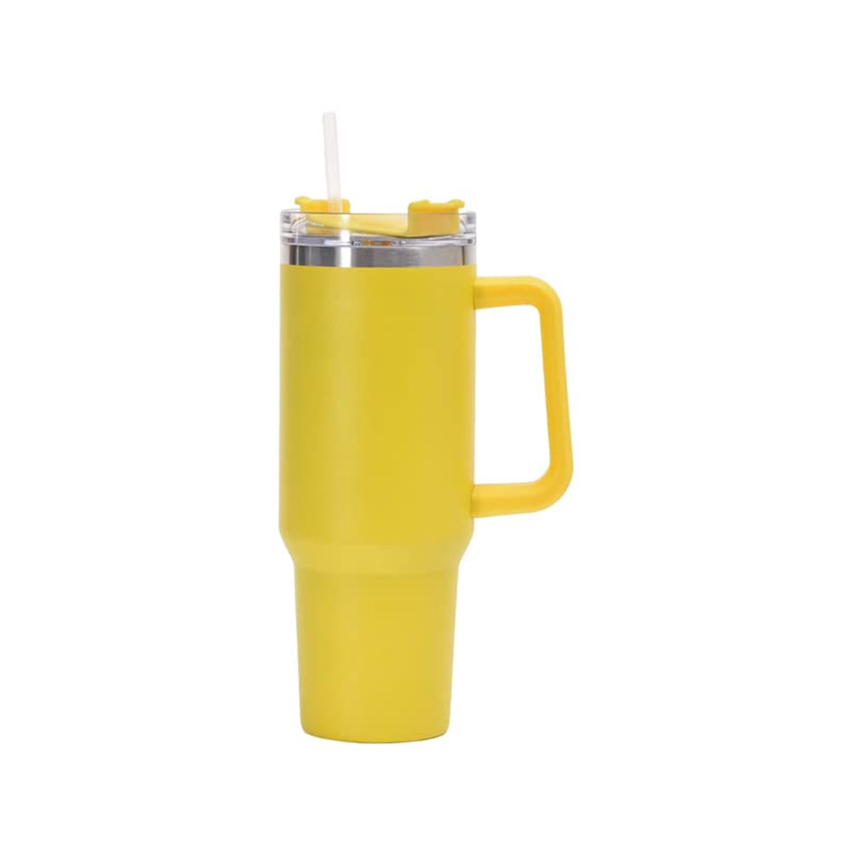 ONTNO 40 OZ Tumbler Insulated Water Bottle with Straw Flip Straw Tumbler Travel Mug Cup with Handle for Women&Men-Yellow