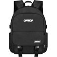 thumbnail image 1 of ONTOP Black Canvas 14inch Laptop Backpack Water Resistant Sturdy Casual Ultra Lightweight Bookbag, 1 of 7