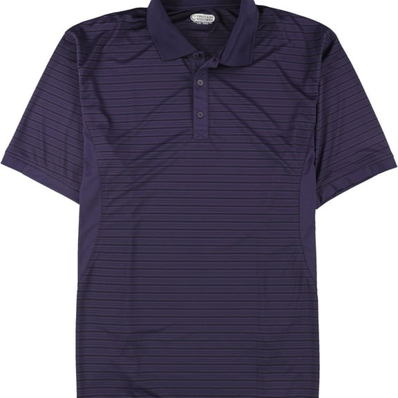 ONTOUR Mens Stripe Polo Shirt, Purple, Medium