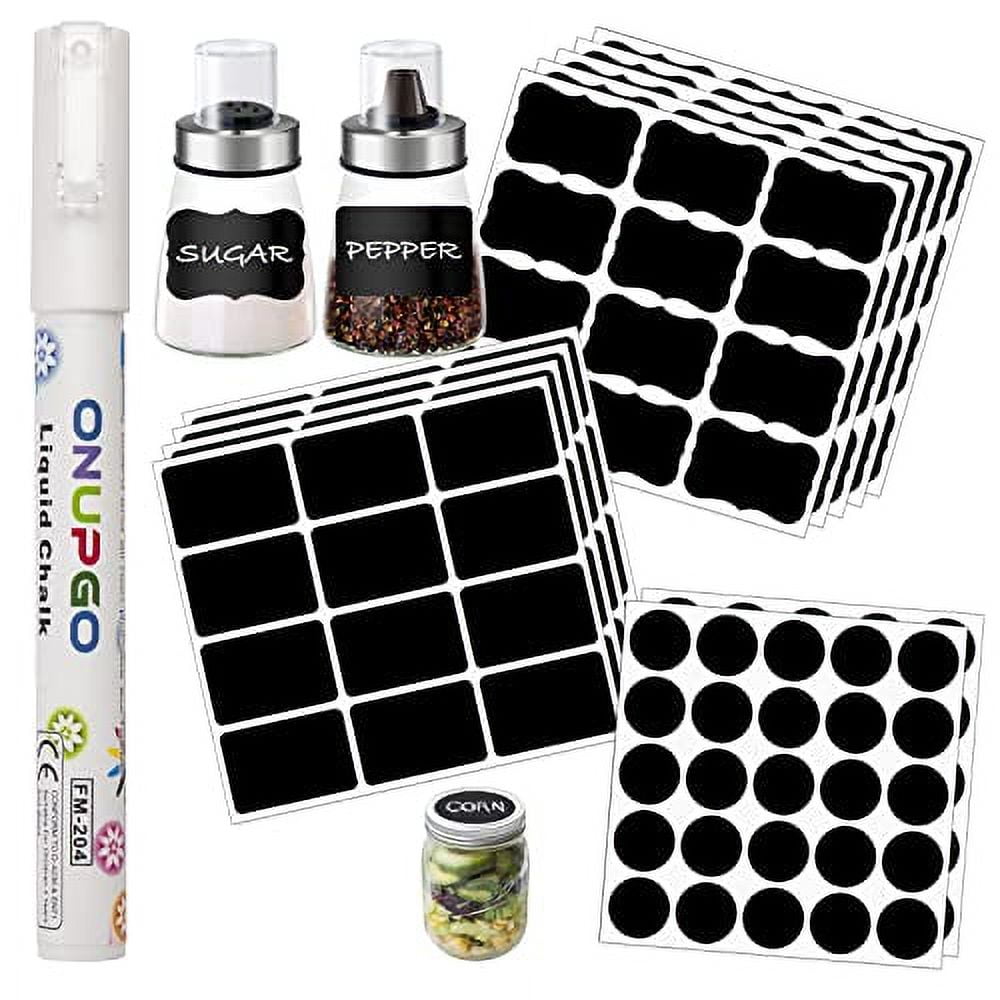 ONUPGO Chalkboard Labels Stickers Bulk (3 Shapes)158 Reusable Chalk