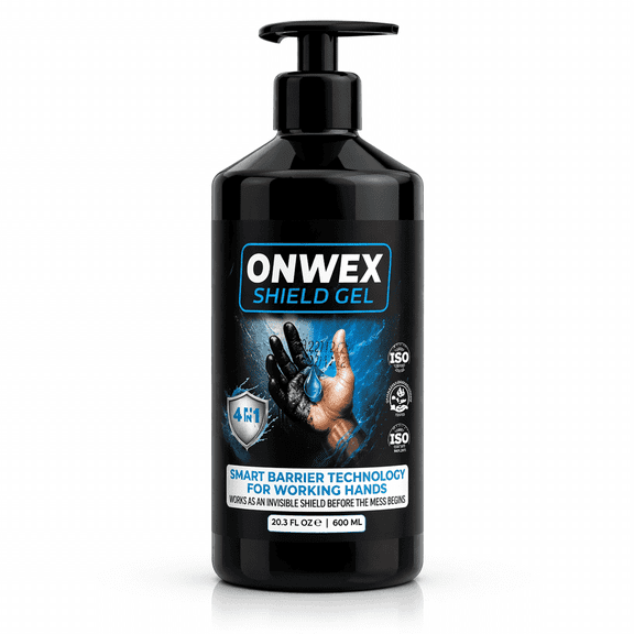 ONWEX Barrier Hand Protection Gel, Industrial Skin Coating for Mechanics & Painters, Blocks Oil, Grease, Paint & Spray Foam, Water Rinse, 1 Pack, 600 ml