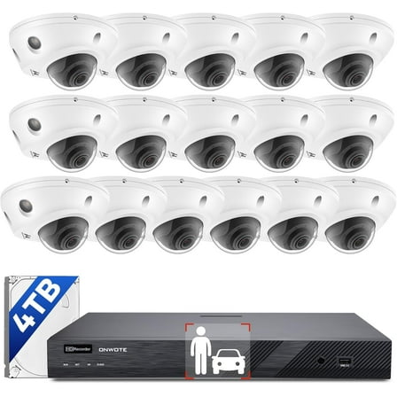 ONWOTE 12MP NVR 16 Channel Security Camera System, 16x 4K 8MP Vandal Proof Audio PoE IP Cameras, Smart Color Night Vision, 16CH Commercial NVR 4TB, Wired Outdoor CCTV for Businesses