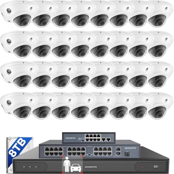 ONWOTE 12MP NVR 32 Channel Security Camera System, Face Recognition& AcuSearch, 32x 4K 8MP Vandal-Proof PoE IP Cameras, 32CH Commercial NVR 8TB, 4 HDD Ports Support 40TB, Business CCTV
