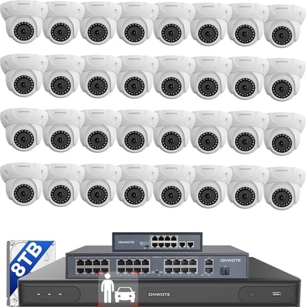 ONWOTE 12MP NVR 32 Channel Security Camera System PoE, Face Recognition & AcuSearch, 32x 5MP 30FPS Outdoor Audio PoE IP Cameras, 32CH 6K 4K Commercial NVR 8TB, 4 HDD Ports Support 40TB, Business CCTV