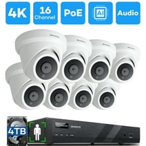 ONWOTE 16 Channel 4K 8MP PoE Security Camera System, AI-Human-Detection, 16CH 8MP NVR with 4TB HDD for 24/7 Recording, 8pcs Commercial 4K PoE IP Cameras Wired with Audio, 2-Storage-Bay