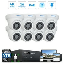 ONWOTE 16 Channel 4K PoE Security Camera System, AI-Human-Detection, 4K 16CH NVR with 4TB HDD for 24/7 Recording, 8 pcs wired 5MP Outdoor Commercial PoE IP Cameras