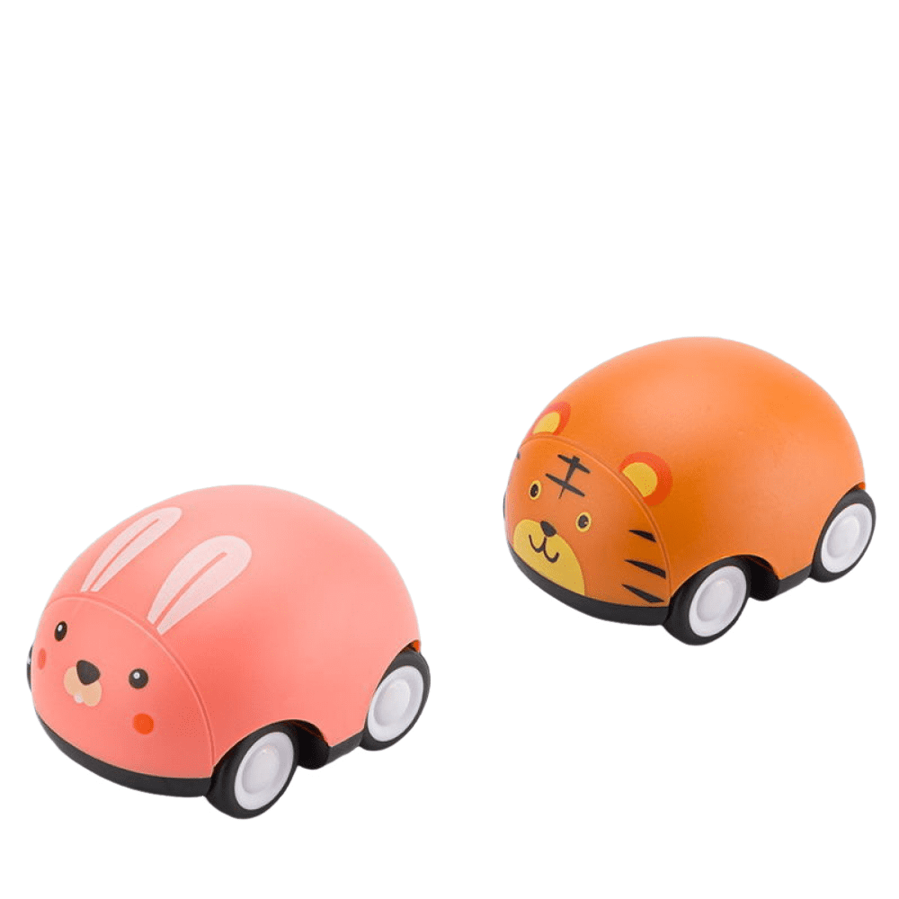 ONXE 2Pieces Animals Pull Back Cars Friction Powered Push and Go Back and Forth Vehicles Car