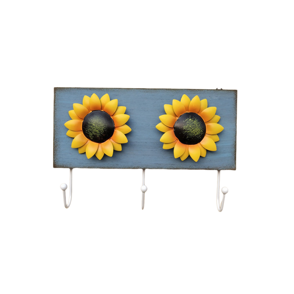 ONXE Wood Metal Sunflower Wall Hook Keys Coats Aprons Utilities Hook