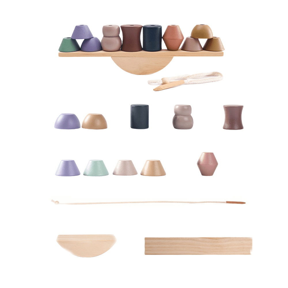 ONXE Wooden Animals with Treelets Mini Teeter Totter Toy Montessori