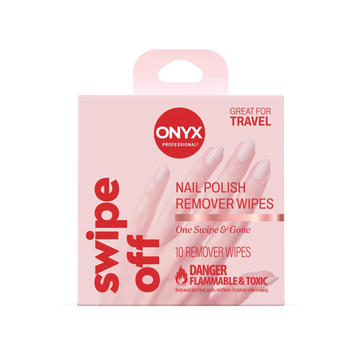 ONYX Professional® 2-in-1 Acetone Remover Wipes, Travel-Friendly, 10 Count