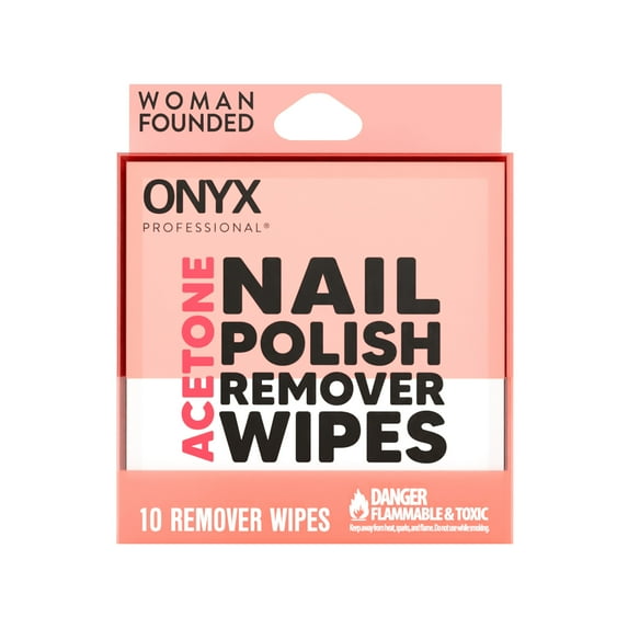 ONYX Professional® 2-in-1 Acetone Remover Wipes, Travel-Friendly, 10 Count