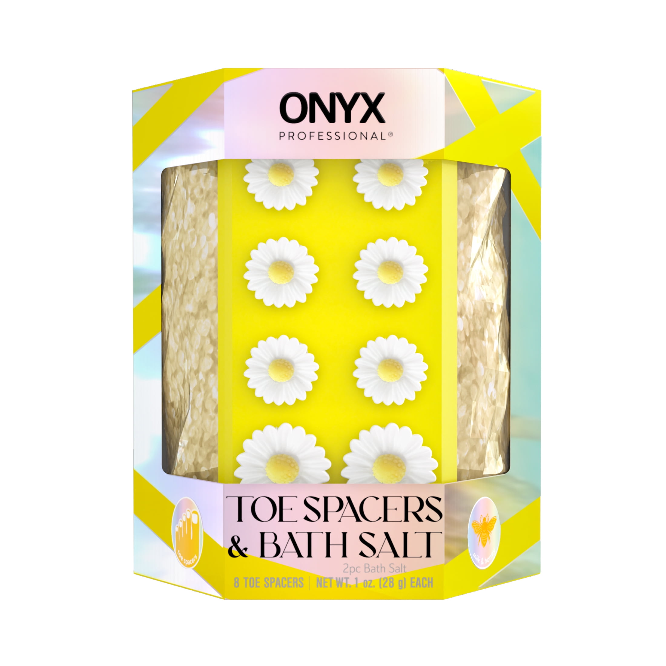 ONYX Professional Daisy Toe Spacers & Bath Salt Set, Milk and Honey