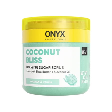 ONYX Professional Foaming Body Scrub with Scrubber, Coconut Bliss, All Skin Types,16 oz