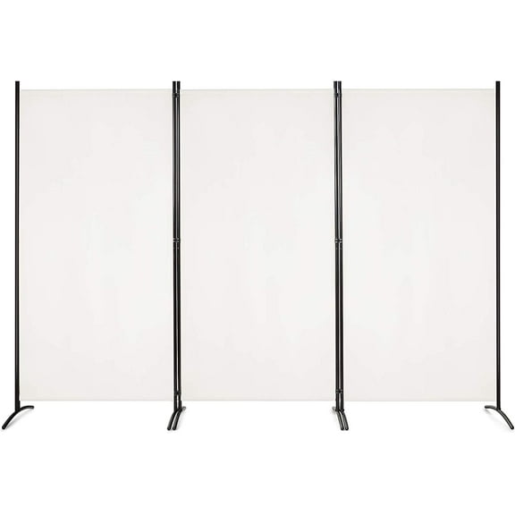 ONZA 6 Ft Tall 3 Panel Room Divider White, Lightweight Portable Folding Privacy Screen, Freestanding Partition Wall Divider and Separator for Bedroom Home Office Apartment Studio