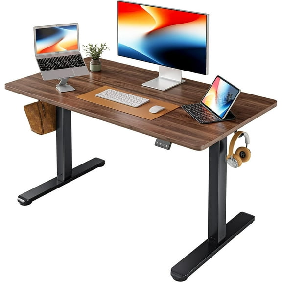 ONZA Electric Standing Desk, Height Adjustable Stand up, 48 x 24 Inches Sit Stand Home Office, Computer Desk, Black Walnut