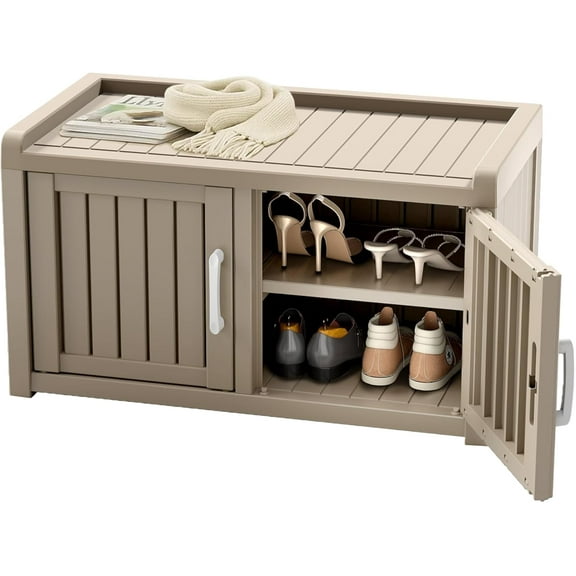ONZA  Shoe Cabinet Waterproof UV- Bench Indoor Outdoor with Adjustable Entryway Room Double