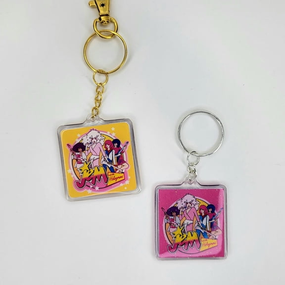 OOAK custom Jem and the Holograms Misfits 40th Anniversary album cover retro faux acrylic Keychain bag charm (1 keychain)